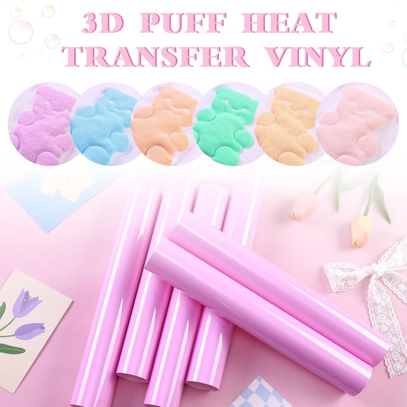 HTVSTD Pastel Purple Puff Vinyl Heat Transfer -12" x 10" 6pcs Purple Puffy HTV Iron On Vinyl Puffy Heat Transfer Vinyl for T-Shirts Puff HTV - Image 5